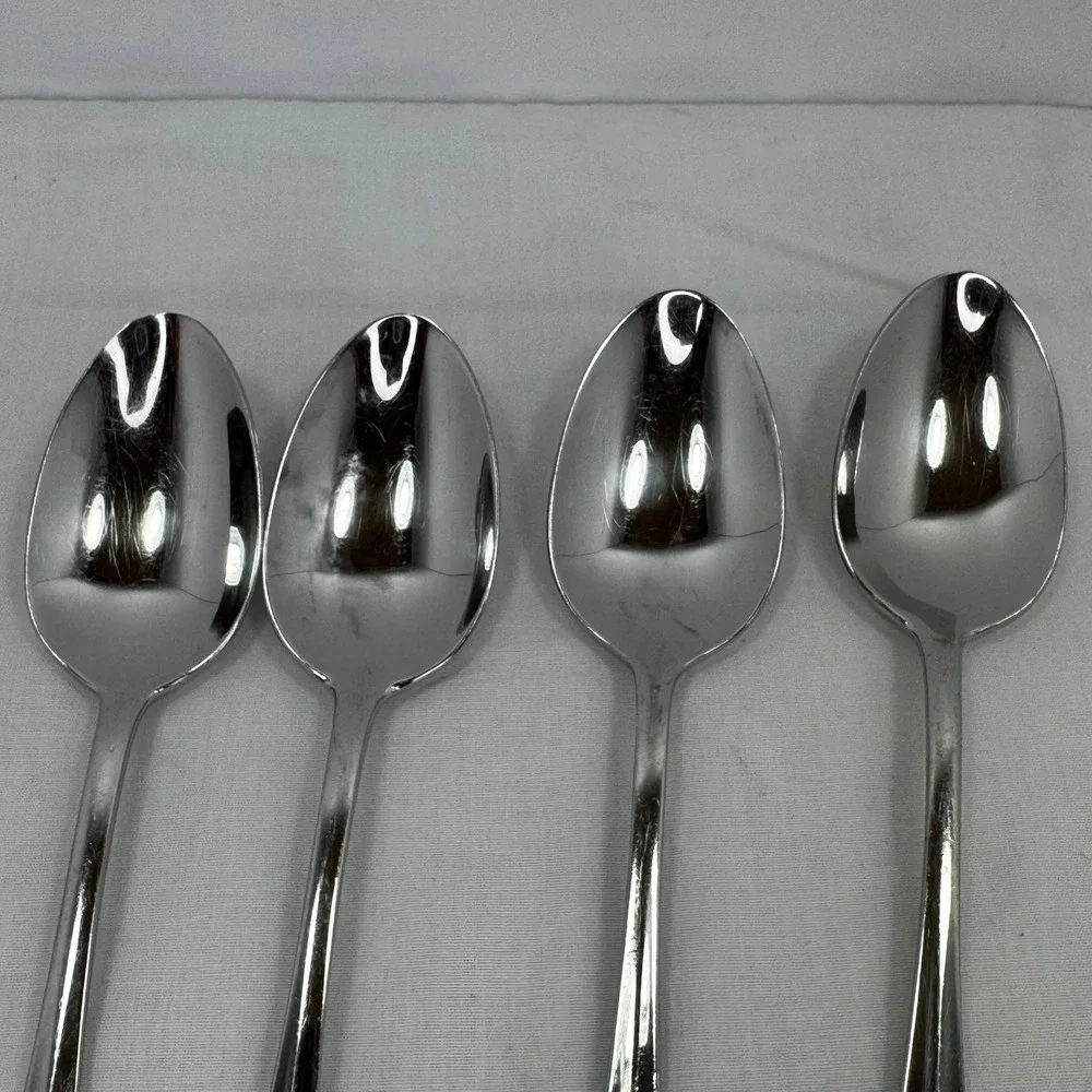 Cuisinart 18/10 Stainless Steel Soup Spoons Set of 4 Teardrop Ridge Handle 7.75